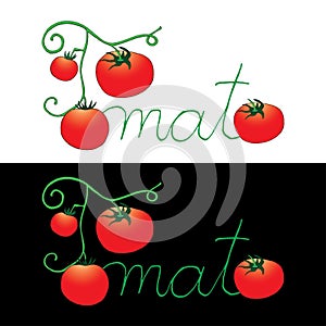 Tomato label on black and white background
