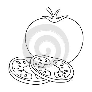 Tomato with a leaf.Burgers and ingredients single icon in outline style vector symbol stock illustration.