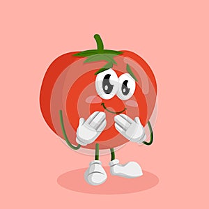 Tomato mascot and background ashamed pose
