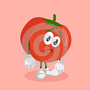 Tomato mascot and background sad pose