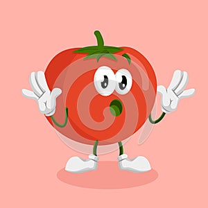 Tomato mascot and background surprise pose