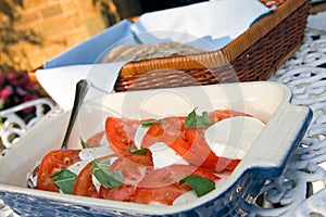 Tomato and mozzarella salad with ciabatta