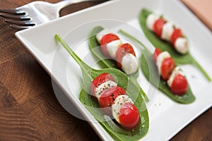 Tomato, mozzarella & spinach salad