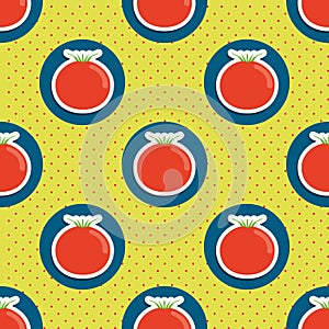 Tomato pattern. Seamless texture with ripe red tomatoes