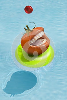 Tomato on pool