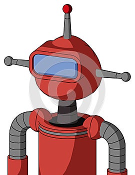 Tomato-Red Droid With Rounded Head And Large Blue Visor Eye And Single Led Antenna