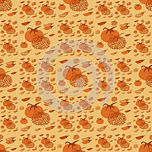 Tomato retro seamless pattern. Whole vegetable and slice Tomatoes repeat background with dots decorations. Stylized simple loop