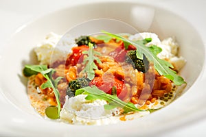 Tomato risotto close up