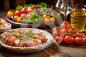 tomato salad served alongside argentinian asado