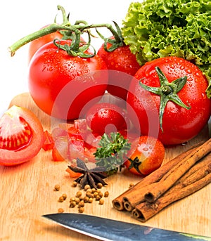 Tomato Salad Shows Cooking Tomatoes And Aromatic