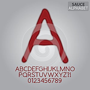 Tomato Sauce Alphabet and Numbers Vector