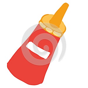 Tomato sauce bottle vector illustration, fast food ketchup or chili sauce icon