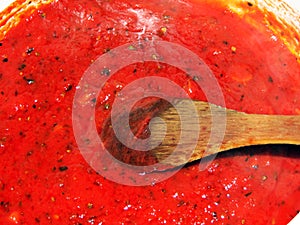 Tomato sauce in a pot