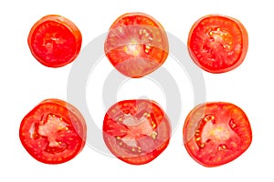 Tomato slice isolated over white background