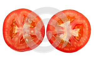 Tomato slice isolated on white