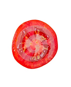 Tomato slice isolated on white