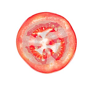 Tomato slice isolated on white background