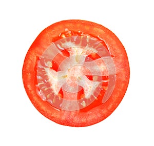 Tomato slice isolated on white background