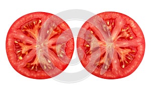 Tomato slice isolated on white background