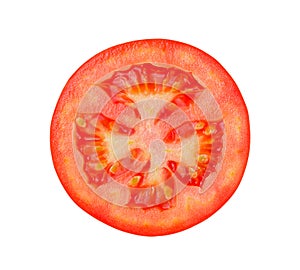 Tomato slice isolated on white background. clipping path