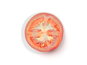 Tomato slice isolated on white background. Top view