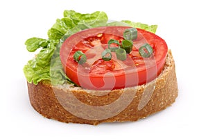 Tomato and a slice of whole wheat bread