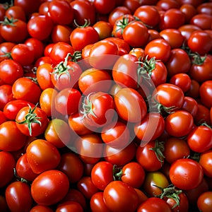 Tomato solanum lycopersicum pile for sale at the market