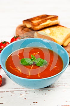 Tomato soup and basil