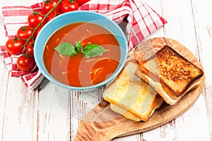 Tomato soup and basil