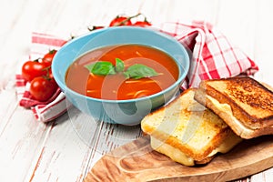 Tomato soup and basil