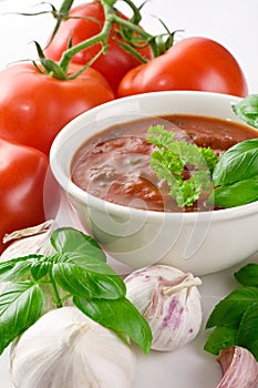 Tomato soup in bowl