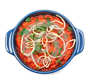 Tomato soup in bowl, with clipping path