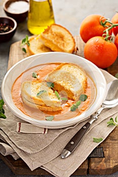Tomato soup with grilled cheese sandwiches