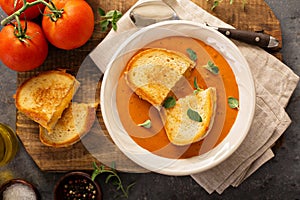 Tomato soup with grilled cheese sandwiches