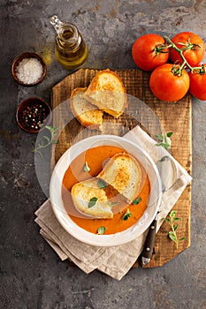 Tomato soup with grilled cheese sandwiches