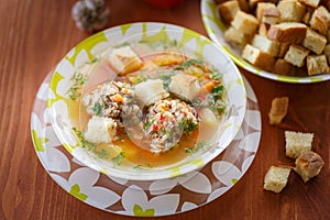 Tomato soup with meatballs