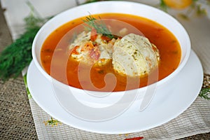 Tomato soup with meatballs