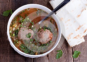 Tomato soup with meatballs