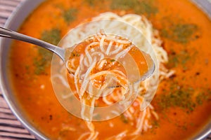 Tomato soup with noodles