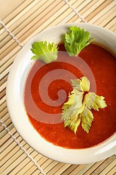 Tomato soup served cold