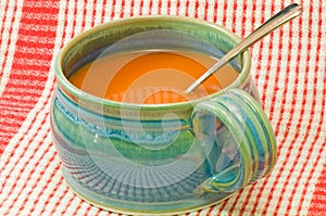 Tomato soup in soup mug