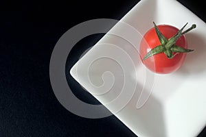 Tomato on a square dish