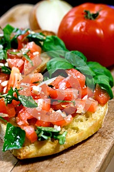 Tomato topped bruschetta photo