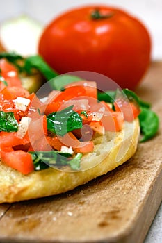 Tomato topped bruschetta