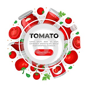 Tomato web banner. Ripe fresh organic vegetables. Farmers market, organic food, natural products landing page, website