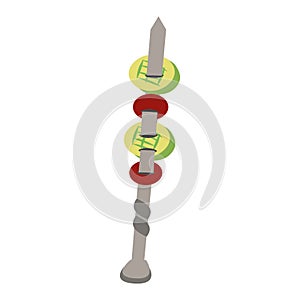 tomato, zucchini on a barbecue grill skewer vector design of flat material, insulated on white