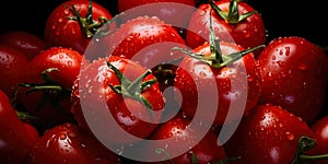 Tomatoes background. Tomato banner. Close-up food photography