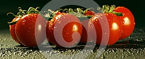 Tomatoes on black background