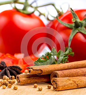 Tomatoes Cinamon Means Cinnamon Stick And Aromatic