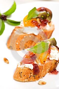 Tomatoes and cream cheese canapes